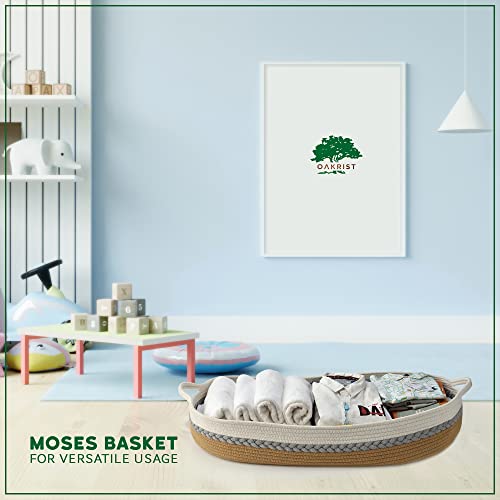 Baby Changing Basket - Moses Table Topper – Includes Thick Foam Pad, Removable Waterproof Mattress Cover and Soft Gender-Neutral Muslin Sheet - Diaper Changing Station