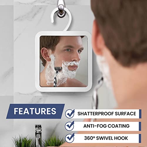 Mirrorvana Hangable Fogless Shower Mirror For Shaving With 360° F 6.3 Surface