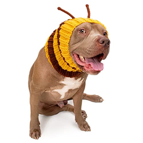 Zoo Snoods Bee Costume for Dog Winters Halloween Christmas Soft Yarn Ear Covers