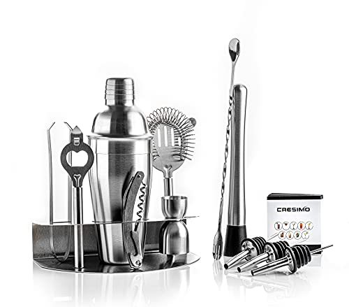 Cocktail Shaker Set with Stand 12 Piece Stainless Steel Cocktail Set 18oz Bar