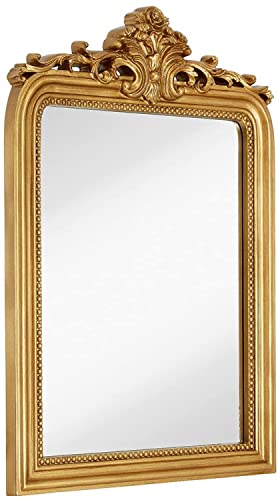 Hamilton Hills 24" x 36" Classic Gold Framed Glass Rectangular Mirror Top Gold Baroque Wall Mirror Gold