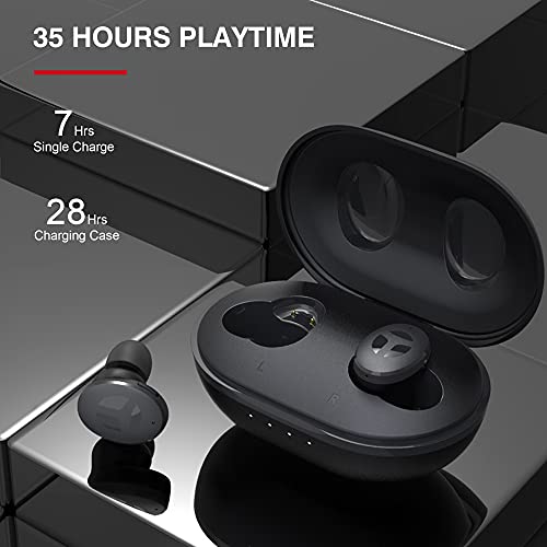 TRANYA M10B Wireless Sports Earbuds, Button Control, Premium Sound with Deep Bass, 32H Playtime, 4 Microphones Design for Call, Bluetooth Earbuds, IPX5 Waterproof Headphones for Sports