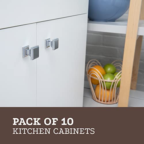 10 Pack Chrome Knobs for Kitchen Cabinet Drawers, Cupboard Door, Bedroom Dresser Drawer, Bathroom Wardrobe Hardware