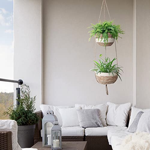 VIVERIE Jute Macrame Plant Hanger Boho Style Hanging Planters for Indoor Plants