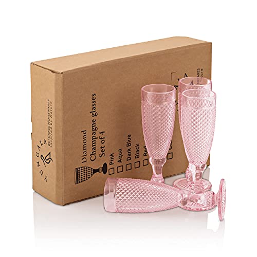 Pink Champagne Flutes Set of 4 Champagne Glasses perfect as Wedding