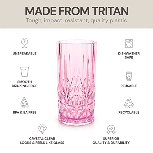 BELLAFORTE Shatterproof Tritan Tall Tumbler Set of 4 Pink