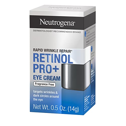 Neutrogena Rapid Wrinkle Repair Retinol Pro+ Anti-Wrinkle Eye Cream, Targeted Eye Cream for Wrinkles & Dark Circles, Formulated without Fragrance, Dyes, Phthalates, and Parabens, 0.5 oz