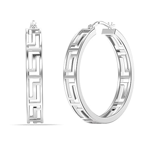 LeCalla 925 Sterling Silver Jewelry Medium Earrings for Women Teen 30MM