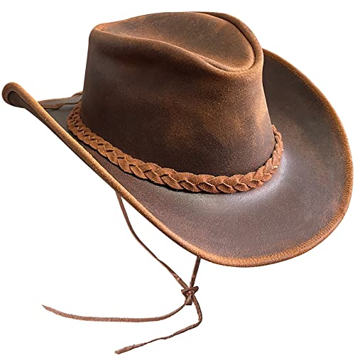 Brandslock Cowboy Hat Handcrafted Lightweight Wide Brim Brown