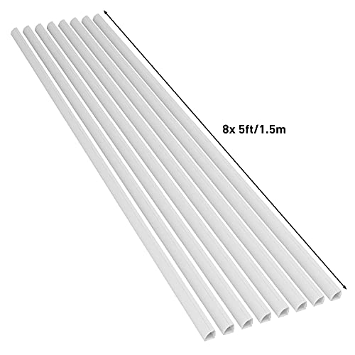 D-Line 15.7 White Quarter Round Cable Raceway, Corner Cord Cover,  Self-Adhesive Floor Molding with Wire Channel, Baseboard Cable Hider -  0.87 (W) x