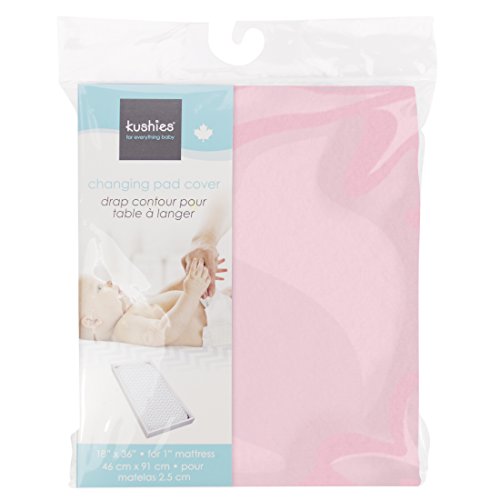 Kushies Changing Pad Cover for 1 Inch 100% Breathable Cotton Made in Canada Pink
