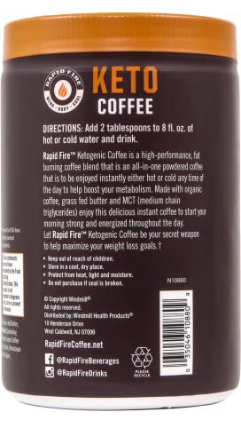 Rapid Fire Ketogenic Fair Trade Instant Keto Coffee Mix Supports Energy 7.93 Ounce