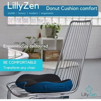 Memory Foam Donut Seat Cushion Orthopedic Hemorrhoid Treatment Donut Pillow  Office Chair Car Seat Massage Cushion (For Men - Dark Blue)