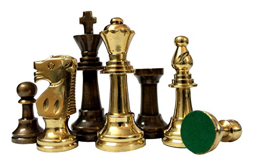 StonKraft Collectible Green Marble Chess Board Set Brass Crafted Pieces Pawns