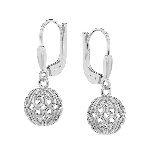 Lecalla 925 Sterling Silver Italian Lightweight Earrings for Teen Women 8mm