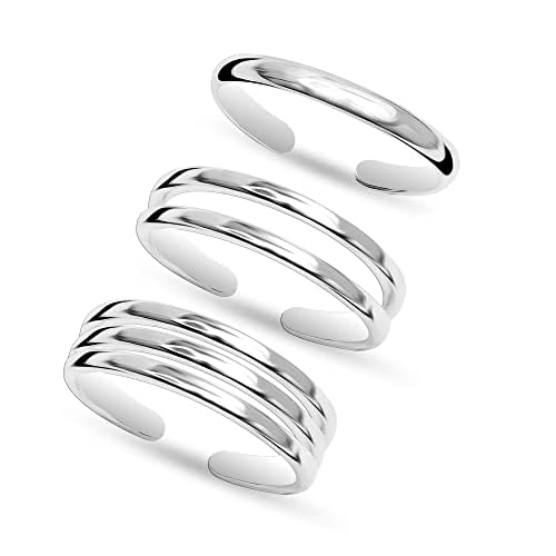 LeCalla 3 Pcs 925 Sterling Silver Minimalist Rings for Women