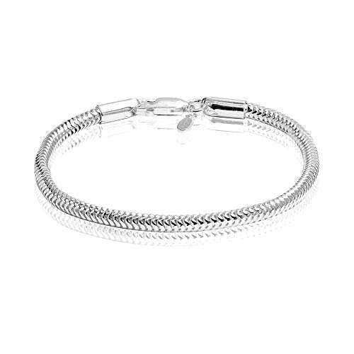 Lecalla Links Solid 925 Sterling Silver Italian 3 Mm Bracelet for Women 8.5 Inches