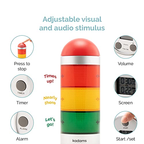 Kadams Visual Timer for Kids with Audio Alarm - Digital Timer Alarm for Toddler Teachers Classroom Productivity Time Management Tool Light Timer 24hr Countdown Press Pause Special Education Silver