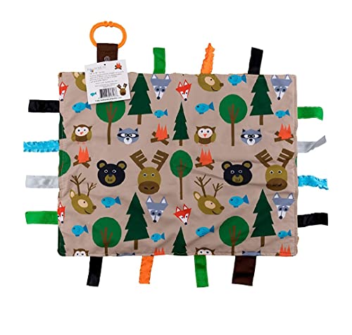Baby Sensory Security & Teething Closed Ribbon Tag Lovey Blanket 14 X18 Forest