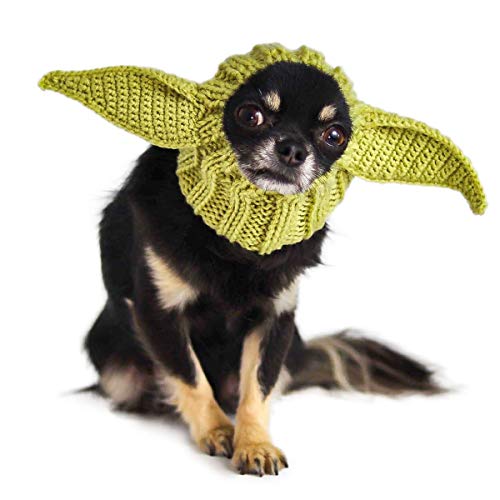 Zoo Snoods Baby Yoda Costume for Dogs Halloween Soft Yarn Alien Ear Covers