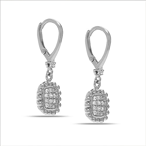 Lecalla 925 Sterling Silver Rhodium Zirconia Dangle Earrings Women 30 Mm