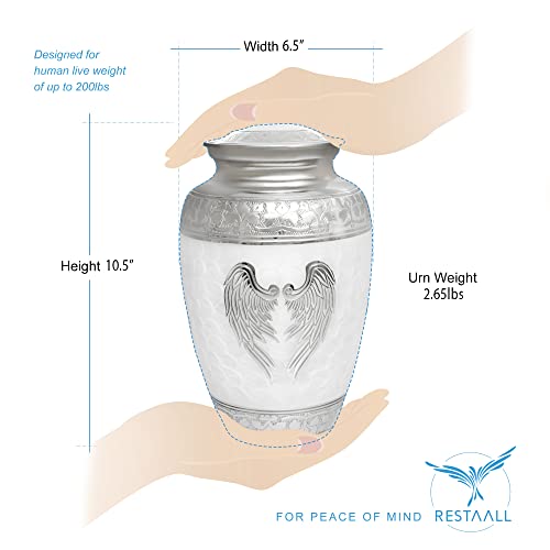 Angel Wings Urns for Ashes Adult Male. White Cremation urns for Human Ashes Adult Female. Decorative urns for Human Ashes by Restaall