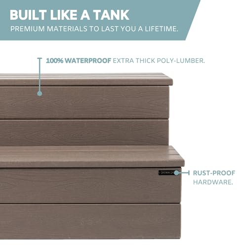Denkoe Hot Tub Steps Wood Looking Plastic 100% Waterproof Spa Any Size