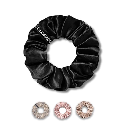 Ch Black Silk Scrunchie for Hair Sleep No Damage Thin Hair Accessories