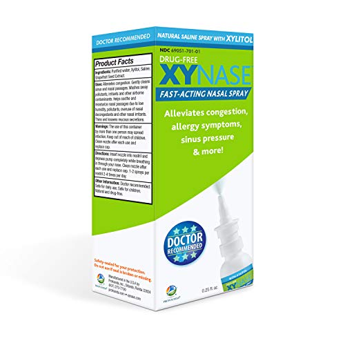 Xynase Natural Saline Nasal Spray With Xylitol Safe for Children