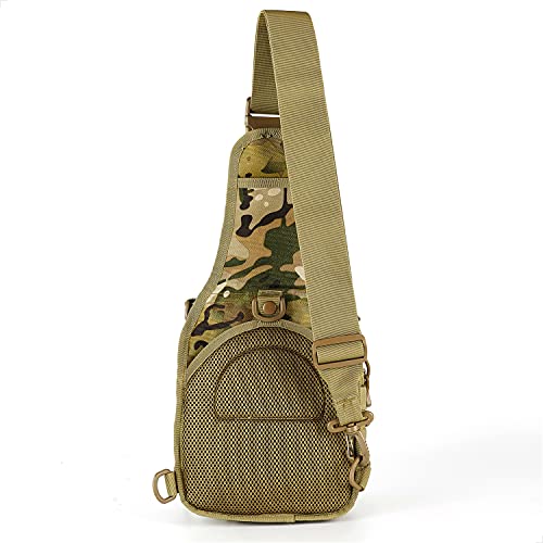 WOLF TACTICAL Compact EDC Sling Bag - Concealed Carry Shoulder Bag for Range, Travel, Hiking, Outdoor Sports (Multicam)