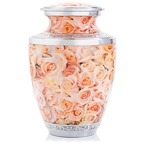 RESTAALL Pink Rose Ashes urn. Cremation urns for Human Ashes Adult Female. Decorative urns for Ashes for Humans