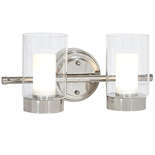 Hamilton Hills Nickel Candle Led Light Glass Surround Fixture Polished Nickel