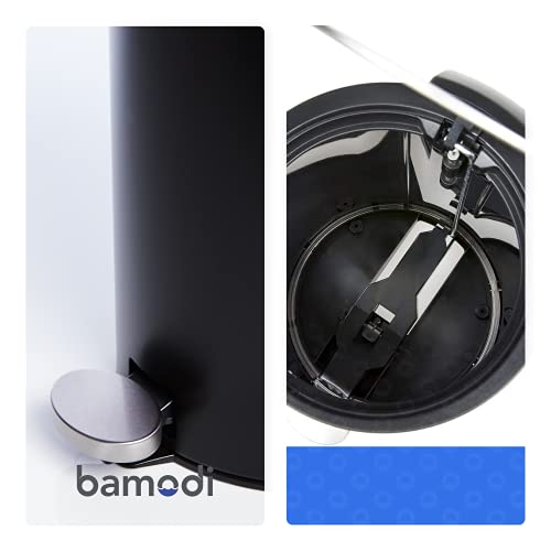 Bamodi 3l Stainless Steel Cosmetics Bin Small Trash Can Bin Brushed Nickel