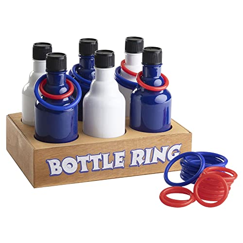 Upper Midland Products Ring Toss Carnival Game 6 Bottles 24 Rings Wooden Base