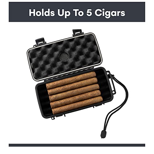 Pardo Cigar Travel Humidor Airtight Waterproof Portable Holds 5 Cigar Humidifier