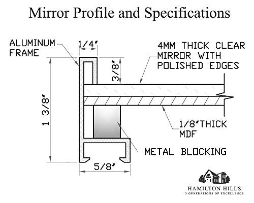 Hamilton Hills 22x30 Inch Brushed Metal Framed Mirror Wall Decor Black