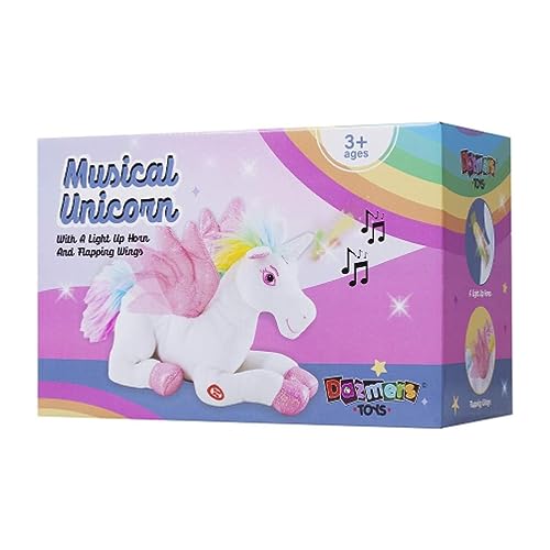 Dazmers Unicorn Stuffed Animal Toy With Magical Lights and Sounds Pink