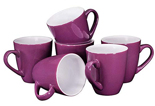 Bruntmor 16 Oz Plain Coffee Mug Set of 6, Large 16 Ounce Ceramic Mugcup Set In Purple Color, Best Coffee Mug For Your Christmas Or Birthday Gift