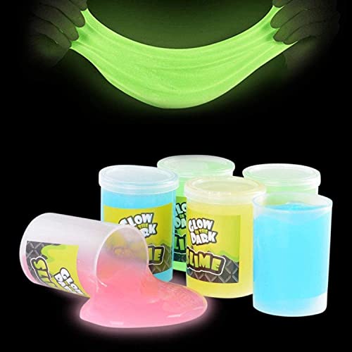 Kicko Glow in The Dark Slime - 6 Pack - Assorted Neon Colors - Toy for Any Child Favor, Birthday