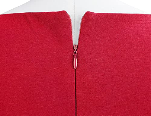 Muxxn Summer Casual Dresses for Women Stretchy Dress With Sleeves Red Small