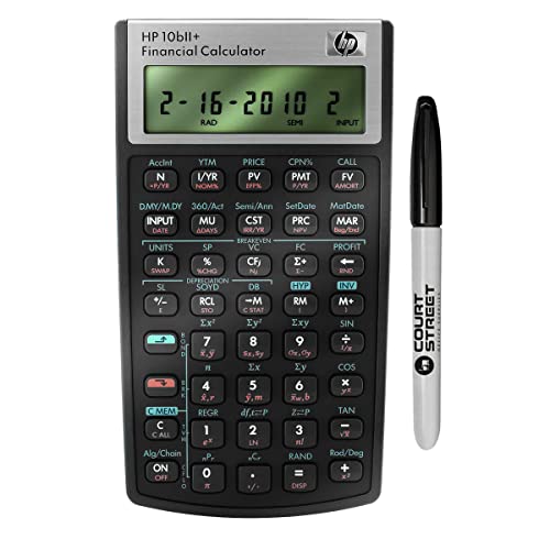 COURT STREET OFFICE SUPPLIES HP 10BII Plus Calculator 12 Digit LCD Silver Black