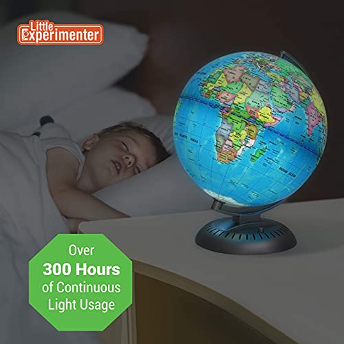 Illuminated World Globe for Kids Stand and Built in Led Night Light for Learning