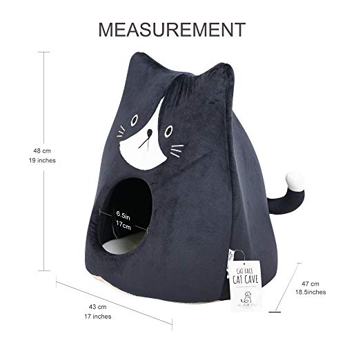 All Fur You Cat Face Cat Cave Bed, Cat House for Indoor Cats, Cubby Cat Hideaway Dome Bed Cat Tent Pod Igloo Pet Cave Cat Home Pet Cubes Felt Warm Cozy Caves Cat Hut Covered Beds Puppy Houses Kitten