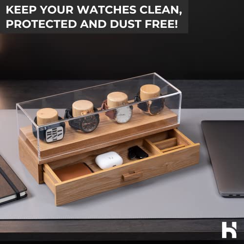 Holme & Hadfield Watch Holder Fathers Day Gift Premium Wooden Organizer for Men