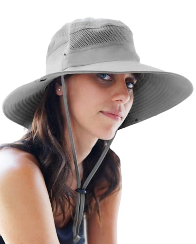 GearTOP Wide Brim Sun Hat for Men and Women - Mens Bucket Hats with UV Protection for Hiking. Sun Hat Women UPF 50+ (Light Grey, 7-7 1/2)