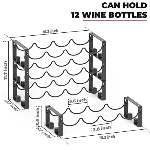 Vdomus 3 Tier Stackable Wine Rack Countertop Bottle Holder for 12 Bottles