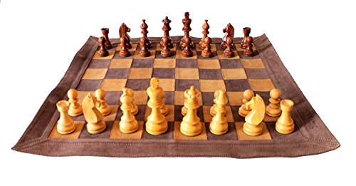 Stonkraft Leather Chess Board 19x19 Rollup Tournament Chess Suede Brown