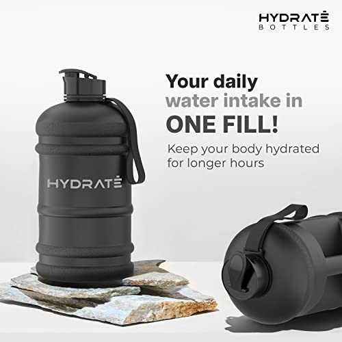 Hydrate 74oz Jug Half Gallon Water Bottle, XL, Black