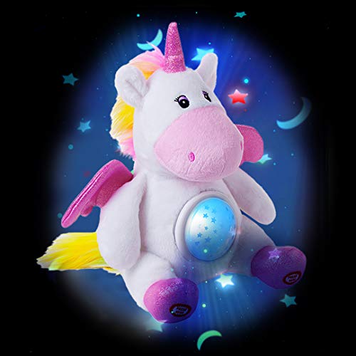 Dazmers Unicorn Star Projector Night Light for Kids - Unicorn Stuffed Animal Plush Toy - Musical Soother Plush - Lullabies Sounds Sleep Aid Plush