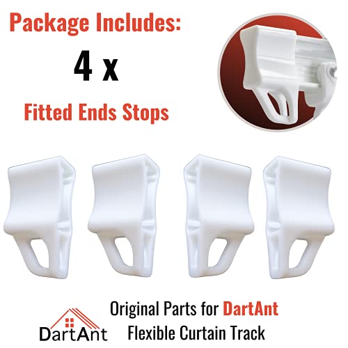 DartAnt End Caps 4 pack for Flexible Curtain Track Bendable Room Divider Track